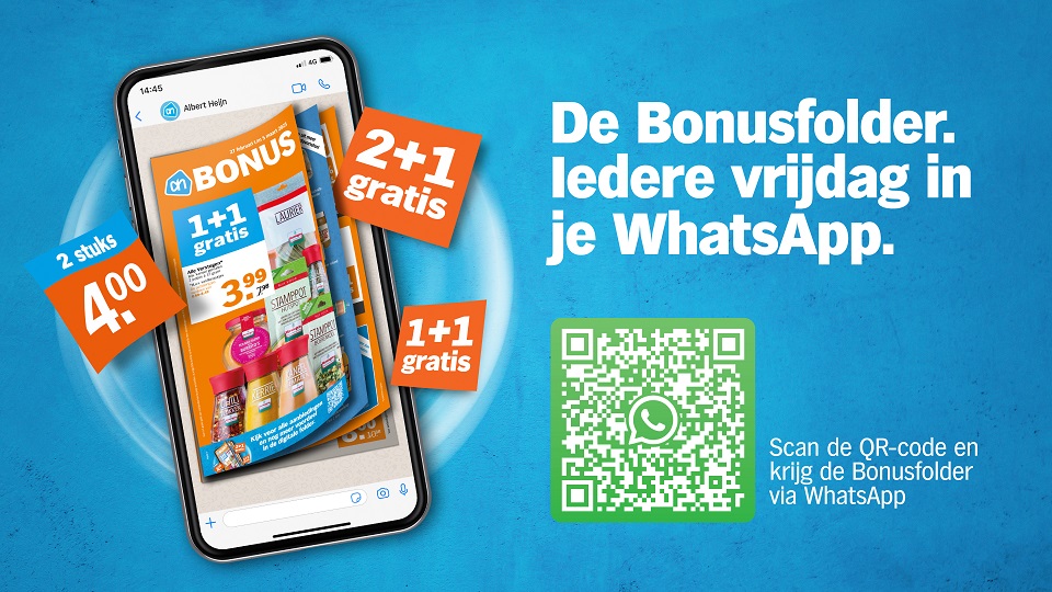 Albert Heijn komt met Bonusfolder via WhatsApp